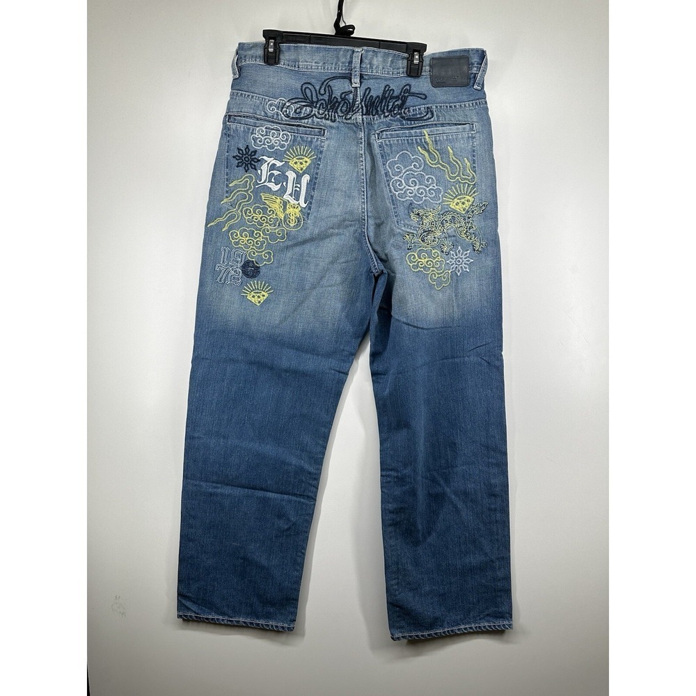 Vintage Ecko Unlimited Pants Mens 36 Blue Dragon Hip Hop Baggy Skater Grunge Y2K